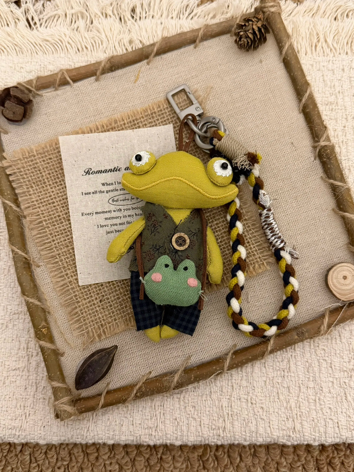 Frog phone charm with clip hardware
