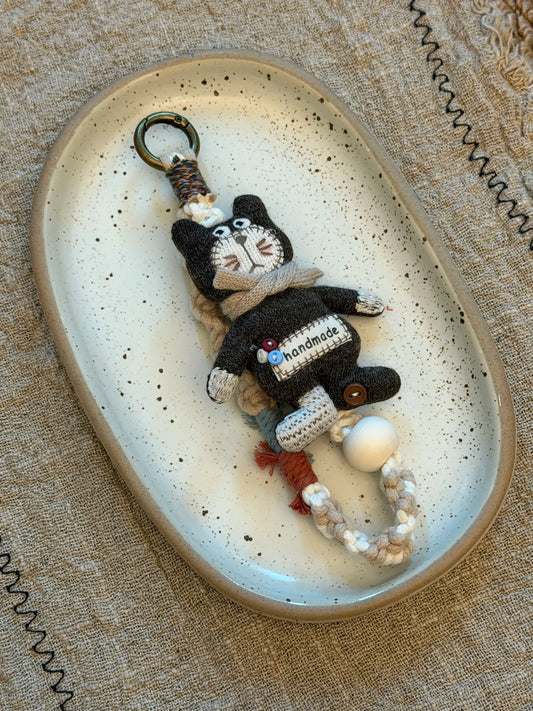 Vintage button cat phone wristlet